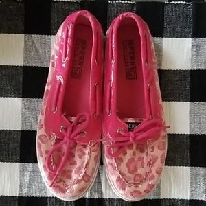 Sperry Top-sider pink cheetah leopard boat shoes